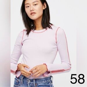 Free People Light Pink Long Sleeve Blouse